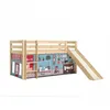 Image de Vipack Pino Lit Compact Avec Toboggan Pin Massif Nature + Rideau En 4 Parties Animalerie