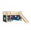 Image de Vipack Pino Lit Compact Avec Toboggan Pin Massif Nature + Rideau En 4 Parties Espace