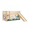 Image de Vipack Pino Lit Compact Avec Toboggan Pin Massif Nature + Rideau En 4 Parties Dinos