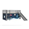 Image de Vipack Lit Enfant Surlev Avec Toboggan + Rideau Pour Lit En Hauteur En 4 Parties Espace