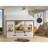 Image de Vipack Lit Cabane Avec Toiture Blanche 90 X 200 Cm Sans Sommier + Lit Gigogne