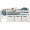 Image de Lit Mi-Haut + 3 Rangements Avec Tablette