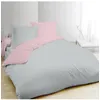 Image de Vision Parure De Couette 100% Coton - 1 Housse De Couette 220x240 Cm + 2 Taies 65x65 Cm Gris Et Rose