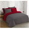 Image de Vision - Bicolore - Housse De Couette RÃ©versible 240x220cm Avec 2 Taies 65x65cm - Anthracite/Rouge - 100% Coton