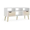 Image de Meuble TV 4 niches, 2 tiroirs, blanc et chÃªne, 117 cm, Tvilum