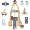 Image de Grande FusÃ©e Spatiale En Bois Avec Accessoires Ã Construire Mamabrum- Garage Enfant +3, 2 Astronautes, 2 VÃ©hicules D'espace, Peinture Ãcologique