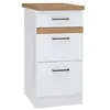Image de JUNONA MEUBLE BAS DE CUISINE 40 CM - 3 TIROIRS + PLAN DE TRAVAIL - BLANC BRILLANT