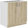 Image de Meuble bas SARA - 2 portes - DÃ©cor chene sonoma - L80xP48xH82 cm - Plan de travail non inclus