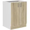 Image de Meuble bas SARA - 2 portes - DÃ©cor chene sonoma - L60xP48xH82 cm - Plan de travail non inclus - FabriquÃ© en Pologne