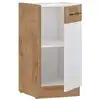 Image de Meuble bas ROCK 40 cm MÃ©laminÃ© ChÃªne Lancelot et blanc brillant 1 porte battante
