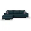 Image de CanapÃ© D'angle Convertible RÃ©versible + Coffre De Rangement - Tissu Bleu - L 289 X P 94/188 X H 88 Cm - Indian