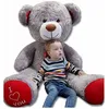 Image de Nounours En Peluche Ãnorme Teddy Bear 75+85 Gris-Rouge