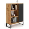 Image de Meuble buffet, commode, style industriel , armoire 1 porte et 3 Ã©tagÃ¨res naturel / noir FONDI