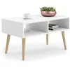 Image de Table basse scandinave blanche avec pieds en bois Â L 90 x P 50 x H 55 cm Â SANDI