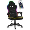 Image de Chaise gaming HUZARO FORCE 4.4 LED RVB Noir, Hauteur rÃ©glable, Support Lombaire, TÃªtiÃ¨re, Chaise bureau, Ergonomique, Pc gaming