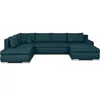 Image de CanapÃ© d'angle panoramique convertible -7 places - INDIAN - Tissu 100% polyester - Bleu canard - 360 x 228 cm