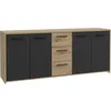 Image de BUFFET PILVI - STYLE CONTEMPORAIN - PARTICULES MÃLAMINÃ -DÃCOR CHENE ARTISAN ET NOIR- 4 PORTES + 3 TIROIRS - L179,2 X P42 X H