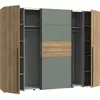 Image de Armoire - DÃ©cor ChÃªne et vert Sauge - 2 portes battantes + 2 portes coulissantes - L270 x P61 x H210cm - NARAGO