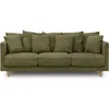 Image de CanapÃ© fixe 4 places CONSTANCE - Tissu vert - Pied en bois massif - L 212 x H 87 x P 93 cm