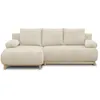 Image de CanapÃ© d'angle gauche convertible MIKA 3 places - Velours cÃ´telÃ© beige - Coffre de rangement - L218 x P98/145 x H84 cm