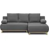 Image de CanapÃ© d'angle droit convertible MIKA 3 places - Tissu gris clair - Coffre de rangement - L218 x P98/145 x H84 cm