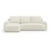 Image de CanapÃ© d'angle gauche convertible 3 places MILO - Tissu bouclette beige clair - Coffre de rangement - L 264 x H 84 x P 99/145 cm