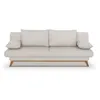 Image de Banquette convertible - 3 places - NAOTO - Tissu beige - Coffre de rangement - 202 x 98 x 98 cm