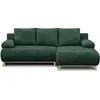 Image de CanapÃ© d'angle droite convertible - 3 places - MIKA - Tissu velours cÃ´telÃ© vert foncÃ© - Coffre de rangement - 192 x 84 x 93 cm