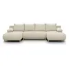 Image de CanapÃ© panoramique convertible - 6 places - MIKA - Velours cÃ´telÃ© Beige - Coffre de rangement - 313 x 84 x 145 cm
