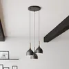 Image de Suspension Noak 3 Lampes Ronde Noire/Bois Naturel