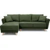 Image de CANAPÃ D'ANGLE CONVERTIBLE RÃVERSIBLE 3-4 PLACES CLAUDIUS - TISSU VERT OLIVE - COFFRE DE RANGEMENT - L 244 X P 158 X H 95 CM