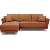 Image de CANAPÃ D'ANGLE CONVERTIBLE RÃVERSIBLE 3-4 PLACES CLAUDIUS - TISSU TERRACOTTA - COFFRE DE RANGEMENT - L 244 X P 158 X H 95 CM