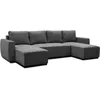Image de CanapÃ© d'angle convertible panoramique PHARELL 5/6 places - Tissu velours cÃ´telÃ© anthracite - Coffre de rangement - L297xP155xH85cm