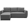 Image de CanapÃ© d'angle convertible rÃ©versible 3 a 4 places - PHARELL - Tissu anthracite - Coffre de rangement - L 224 x P 155 x H 85 cm