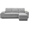 Image de CanapÃ© d'angle convertible rÃ©versible VALDO 3 a 4 places - Tissu Souris - Tablette avec USB - Coffre + Pouf - L247xP143xH86 cm