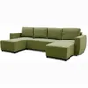 Image de CanapÃ© d'angle convertible panoramique PHARELL 5/6 places - Tissu olive - Coffre de rangement - L297 x P155 x H85 cm