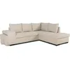 Image de CanapÃ© d'angle convertible rÃ©versible 4 places MITCHELL - Tissu Beige - L 247 x P 91 x H 205 cm - Coffre de rangement