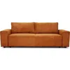 Image de CanapÃ© convertible 3 places JOSH - Tissu velours cotelÃ© terracotta - L 239 x P 86 x H 85 cm - Coffre de rangement