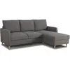 Image de CanapÃ© d'angle fixe 3 places CHIPY - Tissu anthracite - RÃ©versible - L 192 x P 137 x H 82 cm - Pieds noir