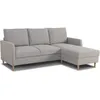 Image de CanapÃ© d'angle fixe 3 places CHIPY - Tissu gris souris - RÃ©versible - L 192 x P 137 x H 82 cm - Pieds bois naturel