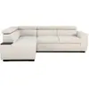 Image de CanapÃ© d'angle convertible rÃ©versible - 4/5 places - KELIO - Tissu Beige - 3 tÃ©tiÃ¨res - 245 x 184 x 77/87 cm