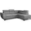 Image de CanapÃ© d'angle convertible - 4 personnes - STAN - Tissu Anthracite - 3 tÃ©tiÃ¨res - RÃ©versible - 243 x 92 x 184 cm