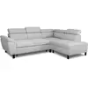 Image de CanapÃ© d'angle convertible - 4 personnes - STAN - Tissu Souris - 3 tÃ©tiÃ¨res - RÃ©versible - 243 x 92 x 184 cm