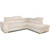 Image de CanapÃ© d'angle convertible rÃ©versible 5 places DAYTONA - Velours cÃ´telÃ© beige - Coffre de rangement - L 260 x H 94 x P 216 cm