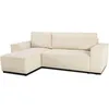 Image de CanapÃ© d'angle convertible rÃ©versible - 4 places - JOSH - Tissu velours cotelÃ© Perle - Coffre - 242 x 155 x 86 cm