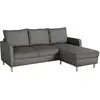 Image de CanapÃ© d'angle fixe - 3 places - CHIPY - Tissu Lincoln Anthracite - Pieds bois nature - 192 x 82 x 138 cm