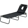 Image de Transat De Jardin Chaise Longue Pliante Bain De Soleil Pour Lecture Noir