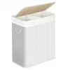Image de Panier Ã  linge avec couvercle, Corbeille Ã  linge en bambou, 2 compartiments de tri, Sac Amovible
