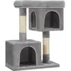 Image de Arbre Ã Chat Poteaux En Sisal 2 Niches, Gris Clair