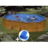 Image de Kit piscine acier aspect bois GrÃ© Sicilia ovale 5,27 x 3,27 x 1,22 m + BÃ¢che Ã  bulles